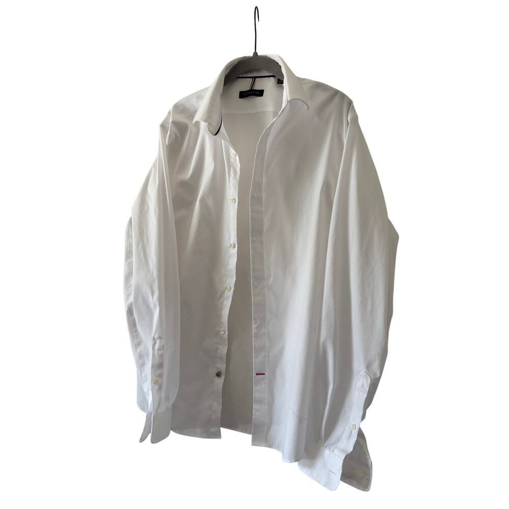 Tommy Hilfiger Men’s White Dress Shirt Button Front Long Sleeve Size 34/35 L - Picture 3 of 6